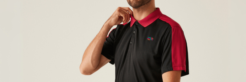 Man wearing a customised polo shirt