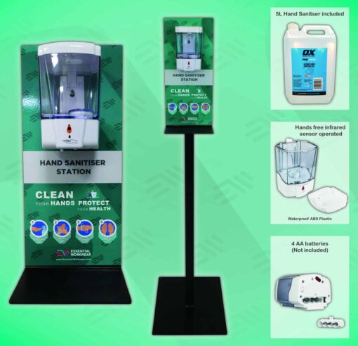 EWW Hand Sanitiser Dispenser Stand Full colour scaled - Touch Free Hand Sanitiser Stand