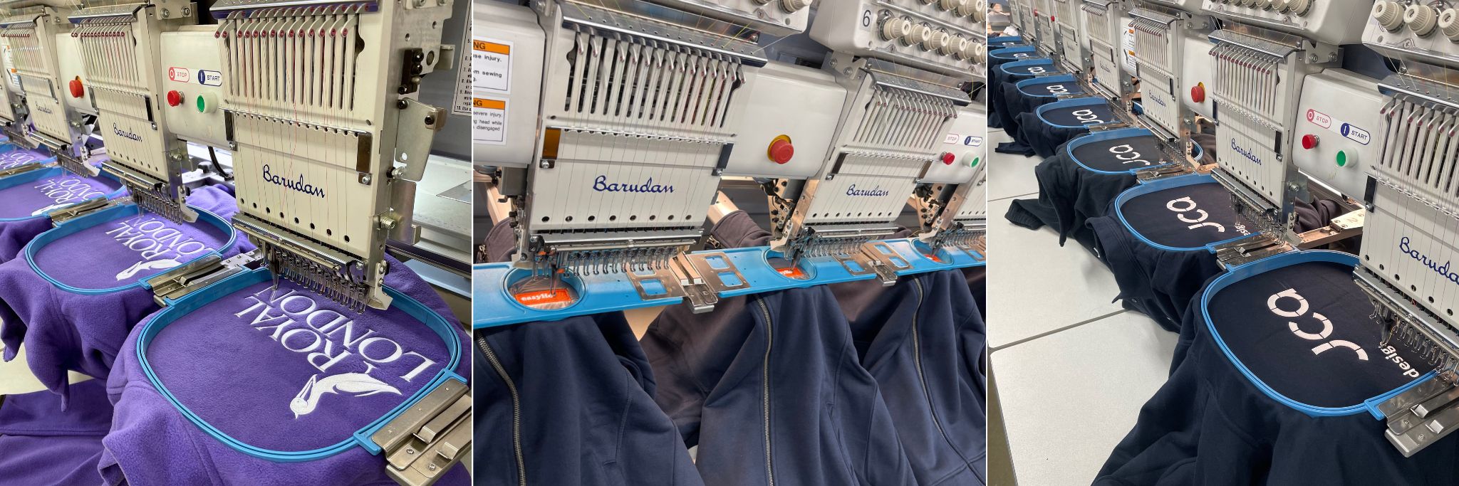 Embroidered Workwear & Uniforms - Essential Workwear 1 Embroidery machines embroidering logos onto garments