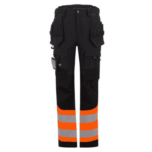 Front view orange Regatta Hi-Vis Workwear Trousers