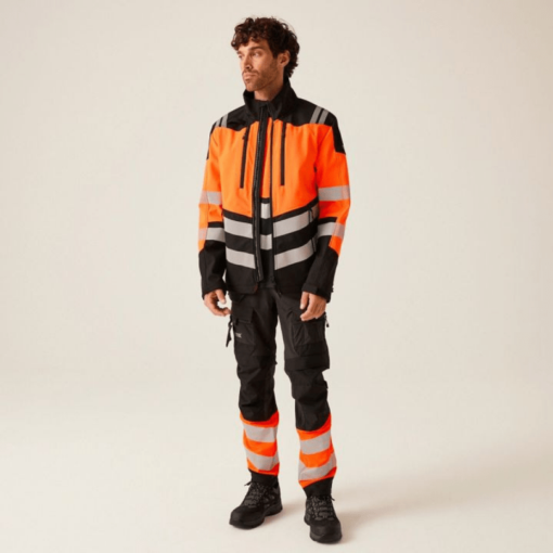 Whole outfit orange hi-vis 3 layer softshell jacket