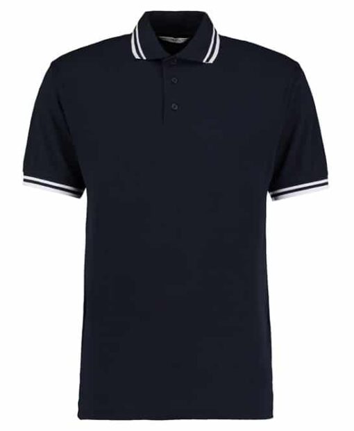 kk409 navy white ft2 - Kustom Kit Tipped Collar Polo
