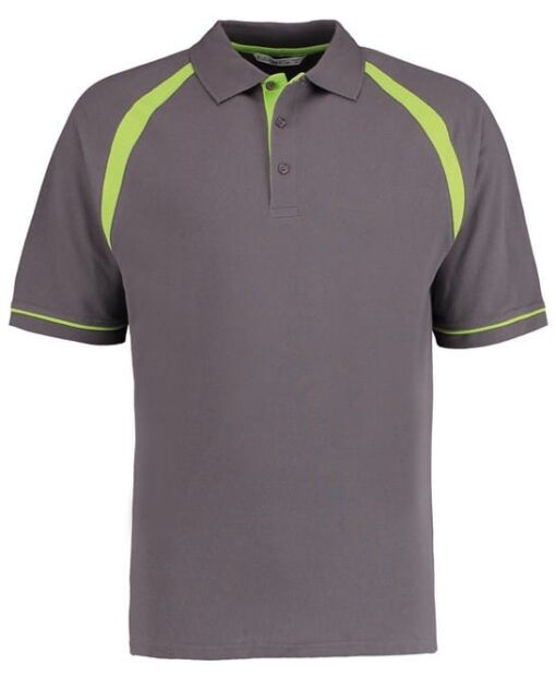 kk615 charcoal lime ft2 - Kustom Kit Oak Hill Polo