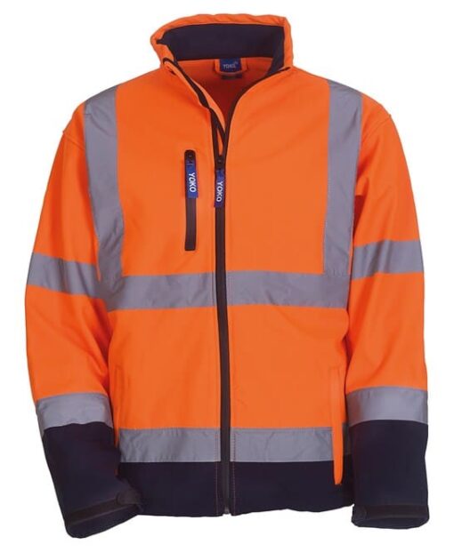 yk040 orange navy ft - Yoko Hi Vis Softshell Jacket